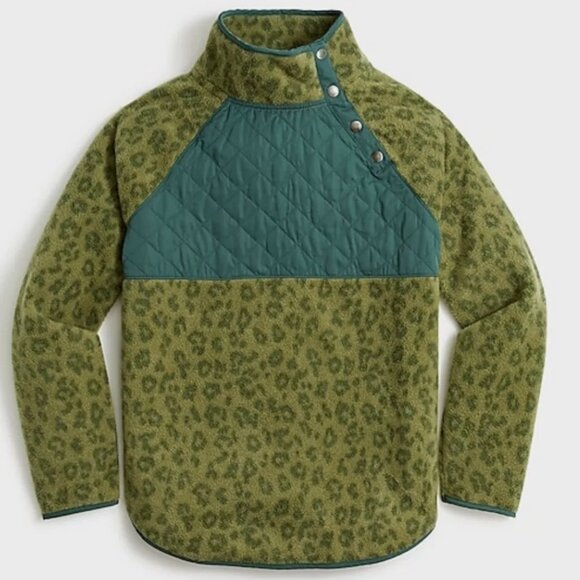 J Crew Women's Quilted Button-Neck Sherpa Tunic XS Fleece Pullover Comfy Warm - Picture 3 of 8